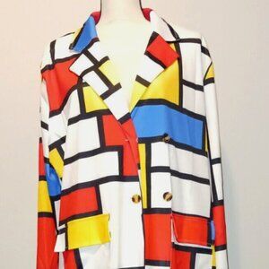 Multicolored Trench Coat Cardigan 1X/2X